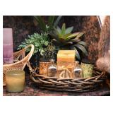 Baskets, Candles, Decorative Artificial Plants