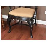 BUY IT NOW! $300 - Pair of Black Lacquer Oriental Arm Chairs with Leaf Motif and Padded Seats