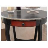 BUY IT NOW! $120 - Ebonized Distressed Style Oval Side Table with Red Drawer