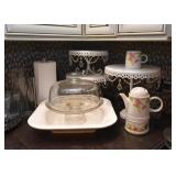 Dome Cake Plate, Dessert Pedestals, Glassware, Teapot, Serving Bowl
