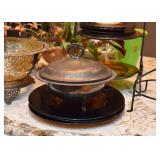 Silverplate Chafing Dish, Glass Dinnerware