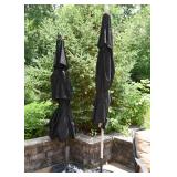 Black Patio Umbrella & Cast Iron Umbrella Stands