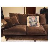 BUY IT NOW! $500 - Brown Velvet 3-Seat Sofa w/ Nailhead Trim (approx. 89" L x 36" W x 33.5" H)
