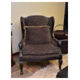 BUY IT NOW!  $250 - Carved Wood Wingback Chair (Paisley Upholstery)