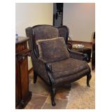 BUY IT NOW!  $250 - Carved Wood Wingback Chair (Paisley Upholstery)