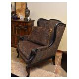 BUY IT NOW!  $250 - Carved Wood Wingback Chair (Paisley Upholstery)