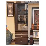 Entertainment Unit (2 Side Towers with Glass Doors, TV Stand, Upper CD Storage/Shelf)