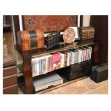 Entertainment Unit (2 Side Towers with Glass Doors, TV Stand, Upper CD Storage/Shelf)
