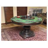 Round Pedestal Dining Table with Lazy Susan, Tabletop Poker Set