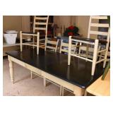 Kitchen Table with Leaf & 6 Ladderback Chairs