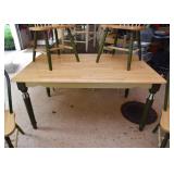 Kitchen Table with Painted Legs & 4 Slat-Back Chairs