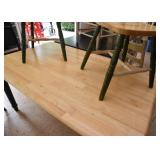 Kitchen Table with Painted Legs & 4 Slat-Back Chairs