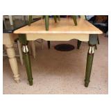 Kitchen Table with Painted Legs & 4 Slat-Back Chairs