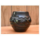 BUY IT NOW! $180 - Black Santa Clara Pottery with Avanyu Design, Signed by Stella Chavarria (5.5" H)