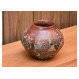 BUY IT NOW! $130 - Red Ware Santa Clara Sgraffito Pottery, Signed by Gwen Tafoya (5.25" H)