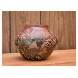 BUY IT NOW! $130 - Red Ware Santa Clara Sgraffito Pottery, Signed by Gwen Tafoya (5.25" H)