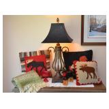 Table Lamp, Throw Pillows, Throw Blanket