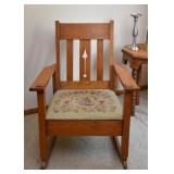 BUY IT NOW! $300 - Mission Oak Rocking Chair, Needlepoint Seat (approx. 26" W x 33.5" H at the back)