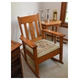 BUY IT NOW! $300 - Mission Oak Rocking Chair, Needlepoint Seat (approx. 26" W x 33.5" H at the back)