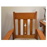 BUY IT NOW! $300 - Mission Oak Rocking Chair, Needlepoint Seat (approx. 26" W x 33.5" H at the back)