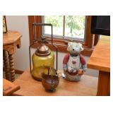 Contemporary Candle Hurricane Lantern, Plush Door Stop, Small Copper Coal Scuttle