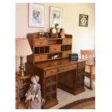 Vintage Keyhole Desk, Oak Desk Hutch with Drawers (Sold Separately)