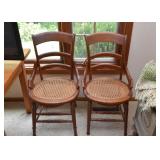 BUY IT NOW! $150 - Pair of Antique Wooden Chairs with Cane Seats