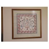 Antique Framed Handicraft /Fabric Applique , Signed & Dated 1818