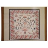 Antique Framed Handicraft /Fabric Applique , Signed & Dated 1818