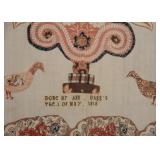 Antique Framed Handicraft /Fabric Applique , Signed & Dated 1818