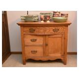 BUY IT NOW! $200 - Antique Oak Washstand / Commode (approx. 32.75" L x 19.5" W x 29" H)