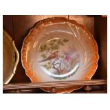 Vintage Hand Painted Birds Serving Bowl