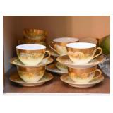 Hand Painted Tea Cups with Gold Detailing