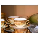 Hand Painted Tea Cups with Gold Detailing