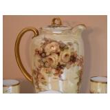 Hand Painted Teapot & Tea Cups with Gold Detailing