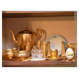 Gold Encrusted Teapot, Tea Cups, Serving Pieces, Salt & Peppers, Etc.