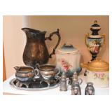 Silverplate Serving Pieces, Vintage Hand Painted Porcelain