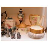 Silverplate Serving Pieces, Vintage Hand Painted Porcelain