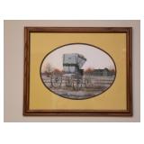 Framed Artwork (Antique Carriage), Signed