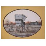 Framed Artwork (Antique Carriage), Signed