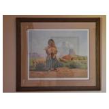 Framed Southwest Art Print (Girl with Lamb)