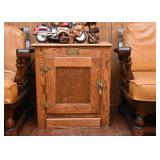 Antique Oak White Clad Ice Box 