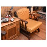 Pair of Vintage Wooden Arm Chairs with Cushions