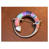 BUY IT NOW! $120 - Hopi Sterling Silver Gecko Lizard Salamander Brooch with Semi-Precious Stones