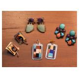 Southwestern Earrings with Sterling Silver & Semi-Precious Stones