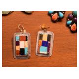 Southwestern Earrings with Sterling Silver & Semi-Precious Stones