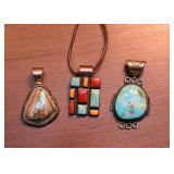 Southwestern Jewelry Pendants - Sterling Silver with Turquoise & Semi Precious Stones