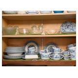 Glassware, Vintage Blue Transferware Dinnerware