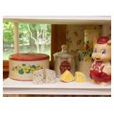 Vintage Cake Cover, Kraft Malted Milk Container, Salt & Pepper Shakers, Vintage Tins, Vintage Piggy 