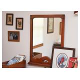 Vintage Wood Framed Wall Mirror